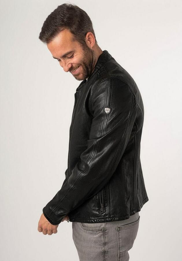 Mauritius Leren jack MMNelsan met ritssluiting ritszakken opstaande kraag - Foto 18