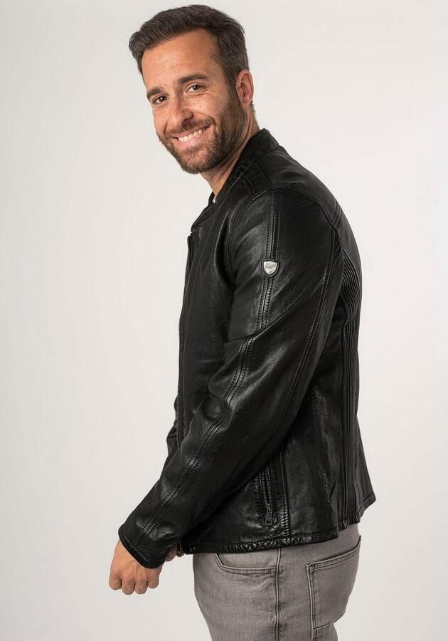 Mauritius Leren jack MMNelsan met ritssluiting ritszakken opstaande kraag - Foto 19