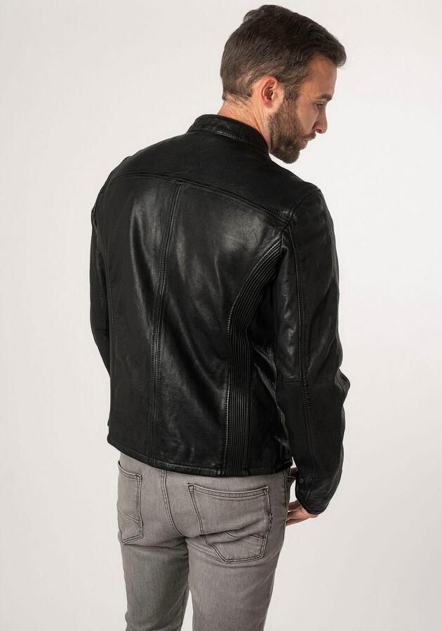 Mauritius Leren jack MMNelsan met ritssluiting ritszakken opstaande kraag - Foto 20