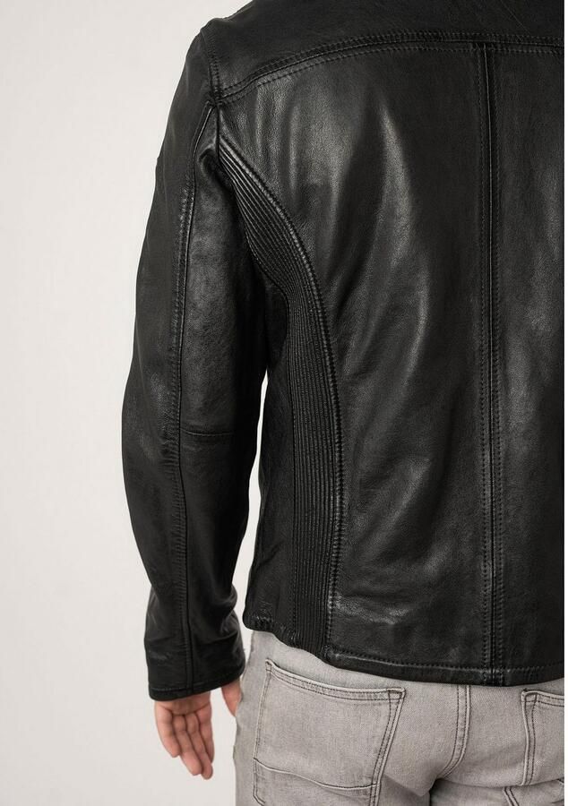 Mauritius Leren jack MMNelsan met ritssluiting ritszakken opstaande kraag - Foto 3