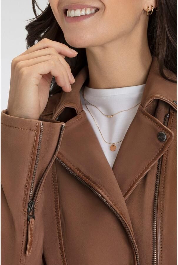 Mauritius Leren jack MWAmita OT met een asymmetrische ritssluiting - Foto 2