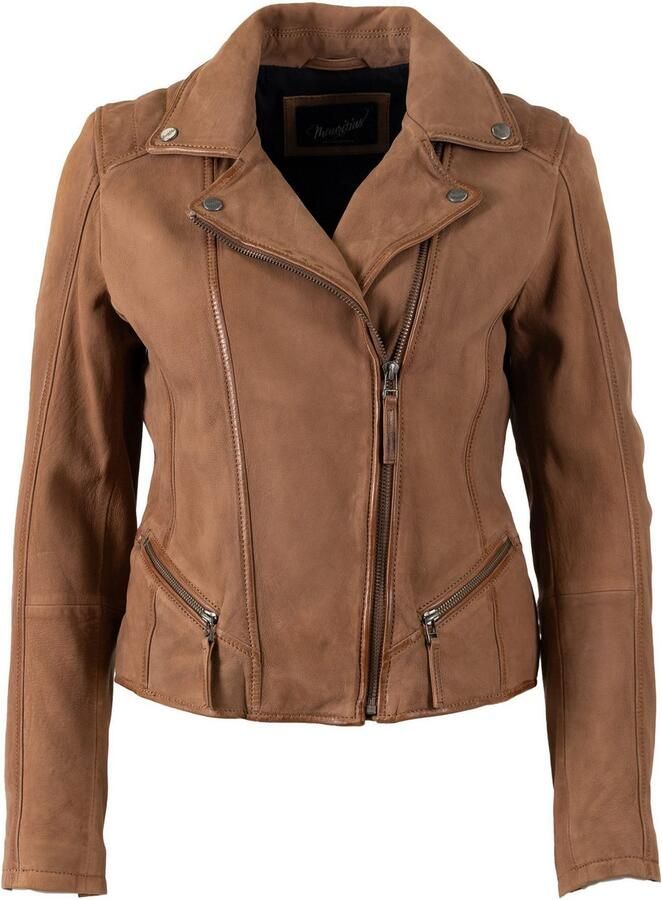 Mauritius Leren jack MWAmita OT met een asymmetrische ritssluiting