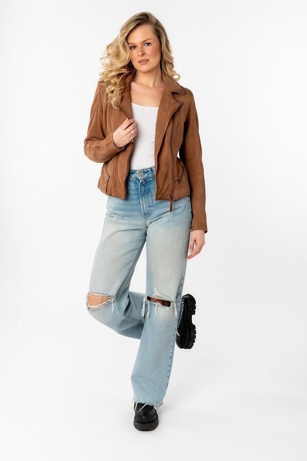 Mauritius Leren jack MWAmita OT met een asymmetrische ritssluiting - Foto 5