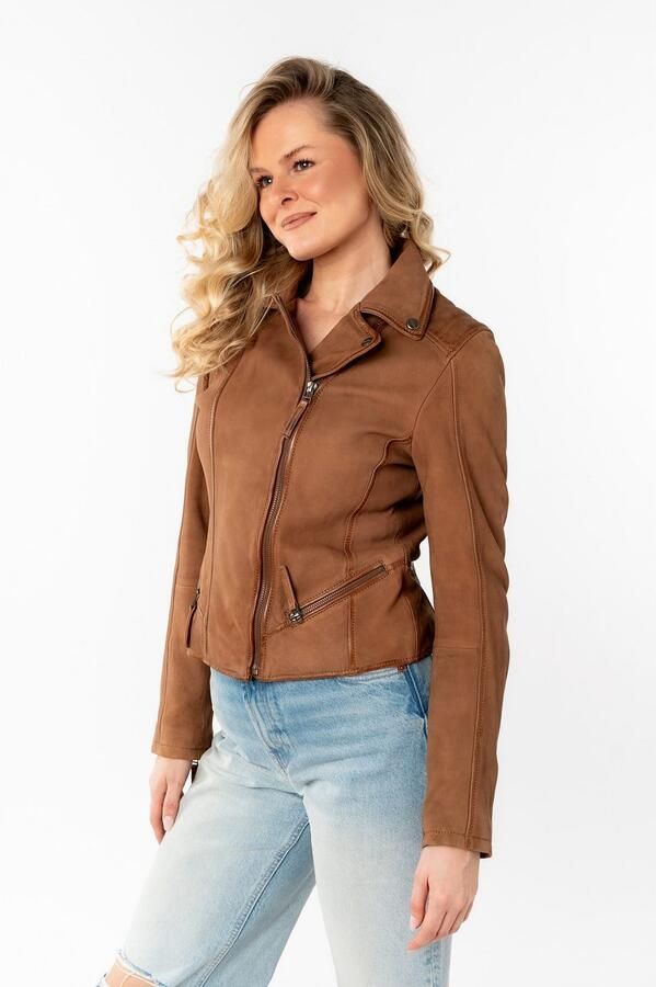 Mauritius Leren jack MWAmita OT met een asymmetrische ritssluiting - Foto 6