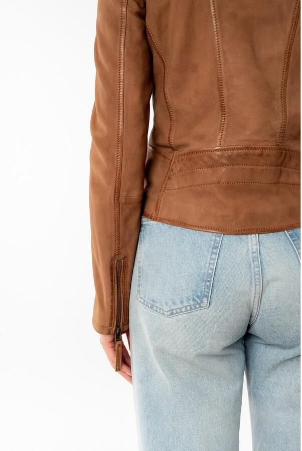 Mauritius Leren jack MWAmita OT met een asymmetrische ritssluiting - Foto 3