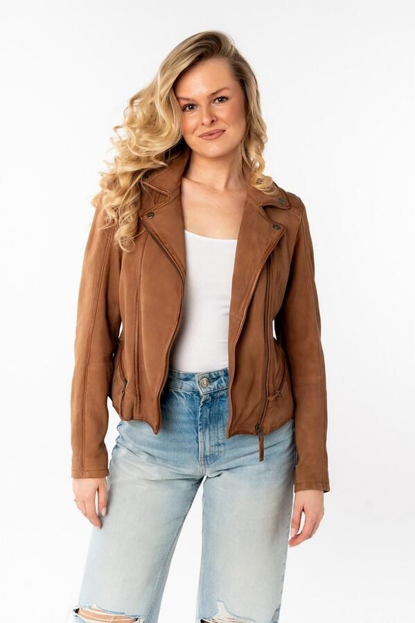 Mauritius Leren jack MWAmita OT met een asymmetrische ritssluiting - Foto 7