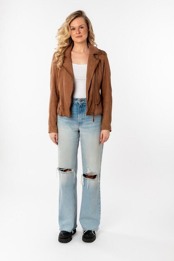 Mauritius Leren jack MWAmita OT met een asymmetrische ritssluiting - Foto 9