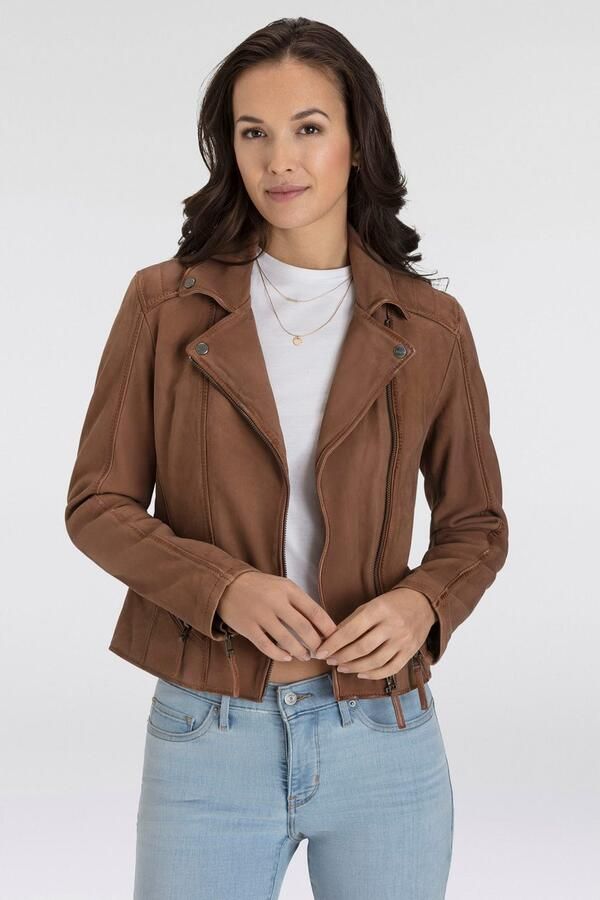 Mauritius Leren jack MWAmita OT met een asymmetrische ritssluiting - Foto 4