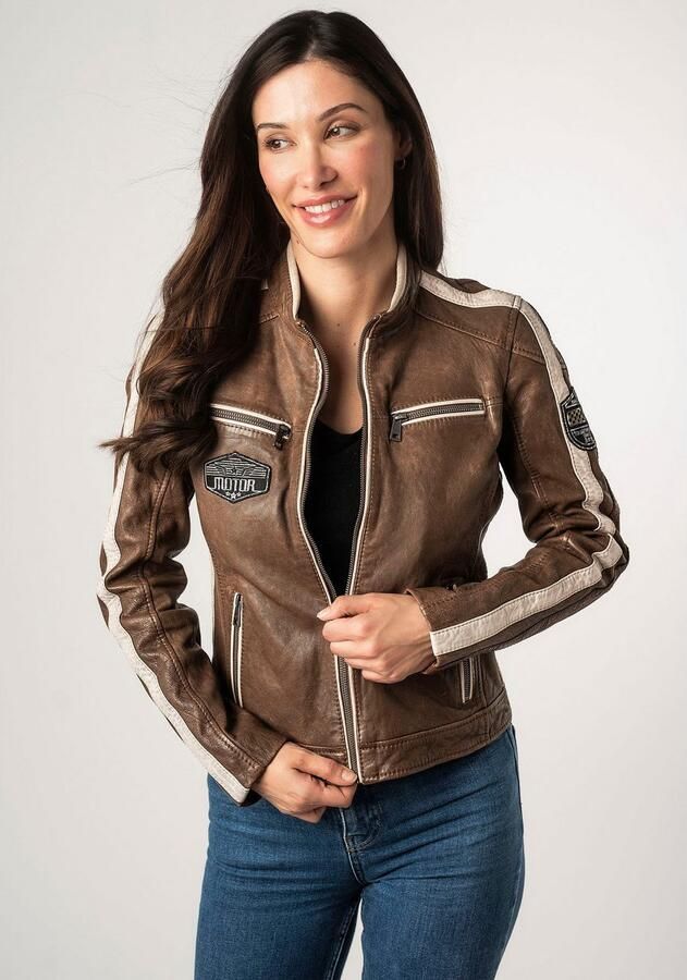 Mauritius Leren jack MWHighwalie in racer-look met patch - Foto 7