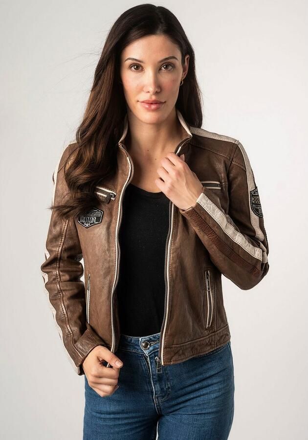 Mauritius Leren jack MWHighwalie in racer-look met patch - Foto 11