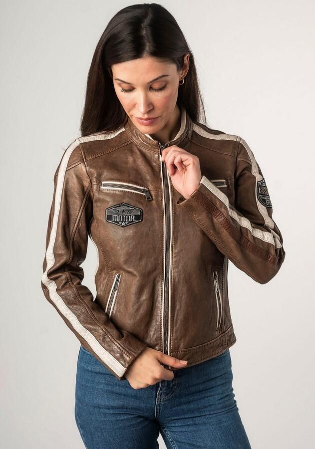 Mauritius Leren jack MWHighwalie in racer-look met patch - Foto 8