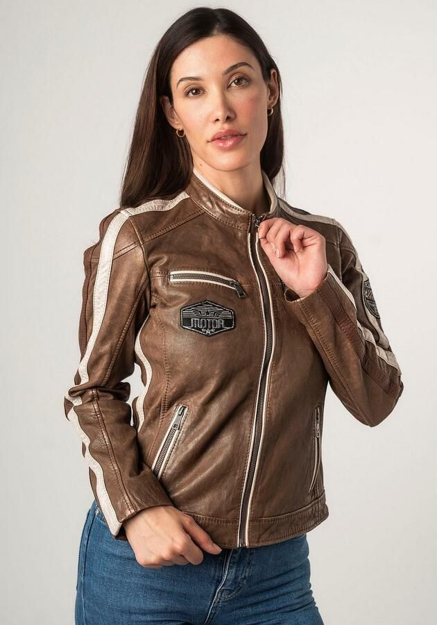 Mauritius Leren jack MWHighwalie in racer-look met patch - Foto 12