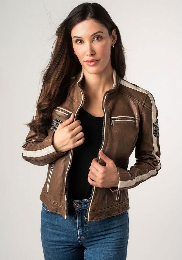 Mauritius Leren jack MWHighwalie in racer-look met patch - Foto 13