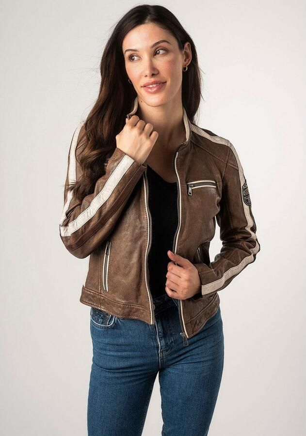 Mauritius Leren jack MWHighwalie in racer-look met patch - Foto 9