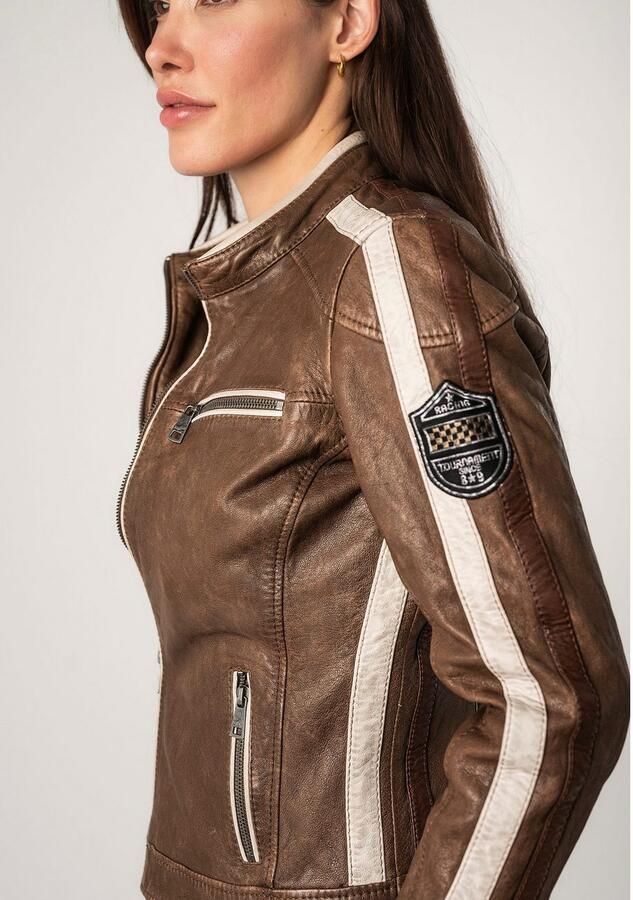 Mauritius Leren jack MWHighwalie in racer-look met patch - Foto 5