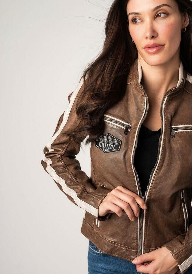 Mauritius Leren jack MWHighwalie in racer-look met patch - Foto 3