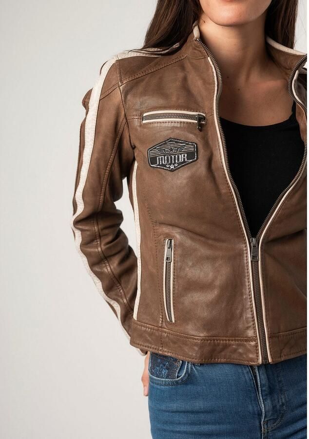 Mauritius Leren jack MWHighwalie in racer-look met patch - Foto 4