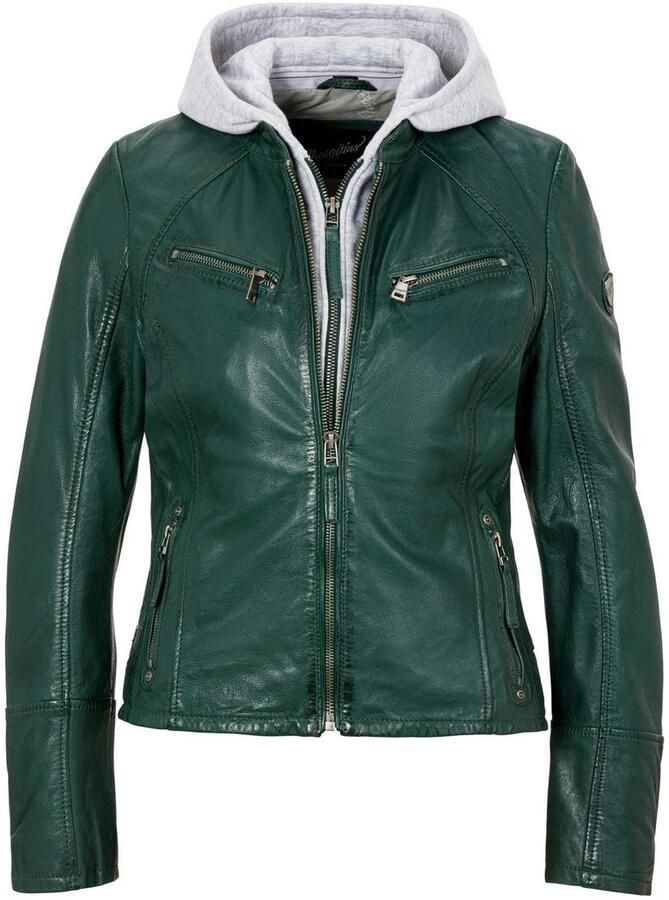 Mauritius Leren jack Nola LEGV met een afneembare jerseycapuchon