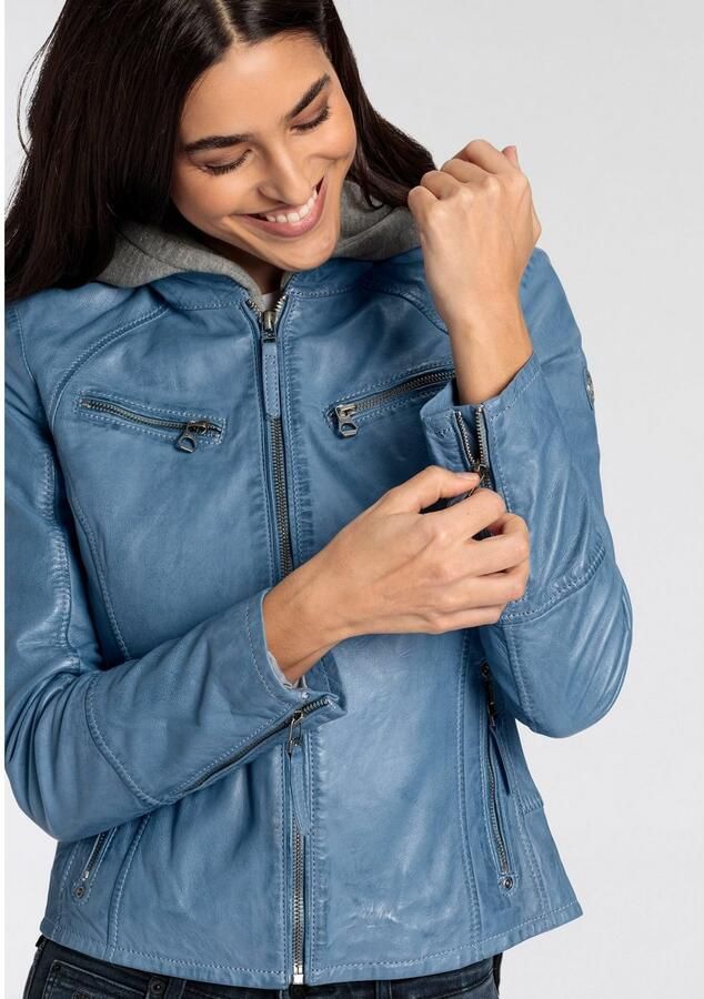 Mauritius Leren jack NOLA Two-in-one stijl met een afneembare jerseycapuchon - Foto 4
