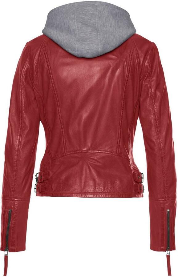 Mauritius Leren jack NOLA Two-in-one stijl met een afneembare jerseycapuchon