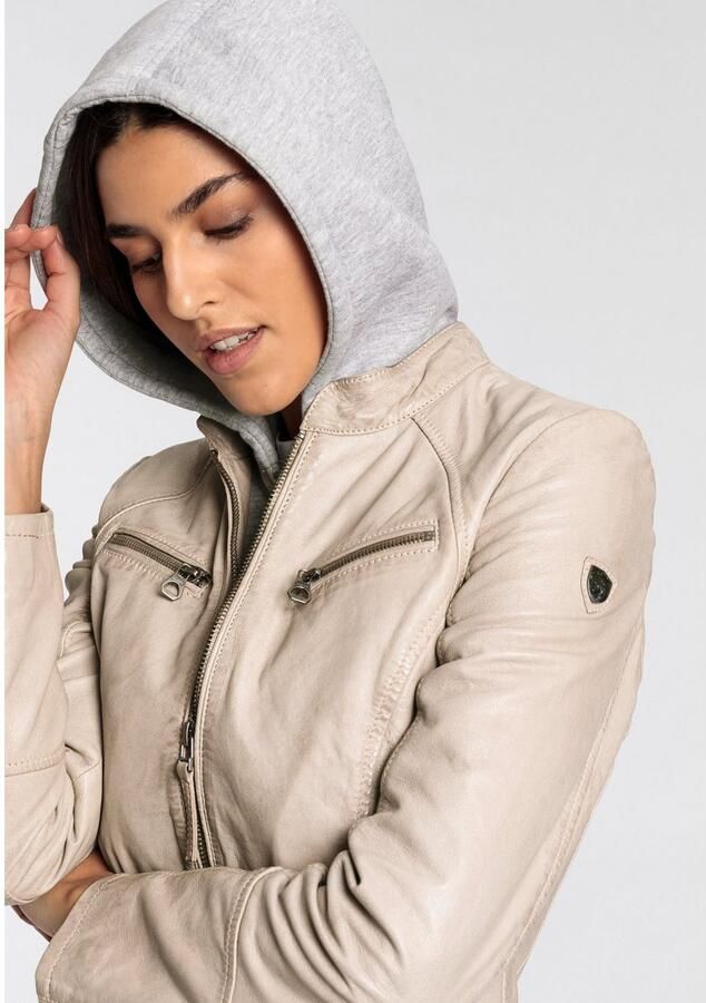 Mauritius Leren jack NOLA Two-in-one stijl met een afneembare jerseycapuchon - Foto 4