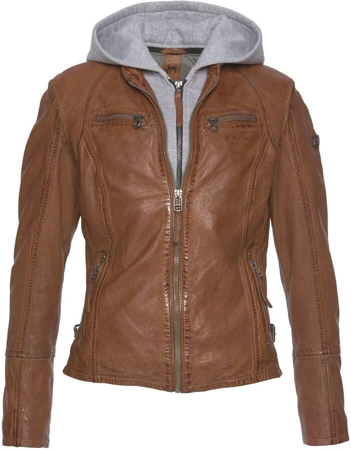 Mauritius Leren jack NOLA Two-in-one stijl met een afneembare jerseycapuchon