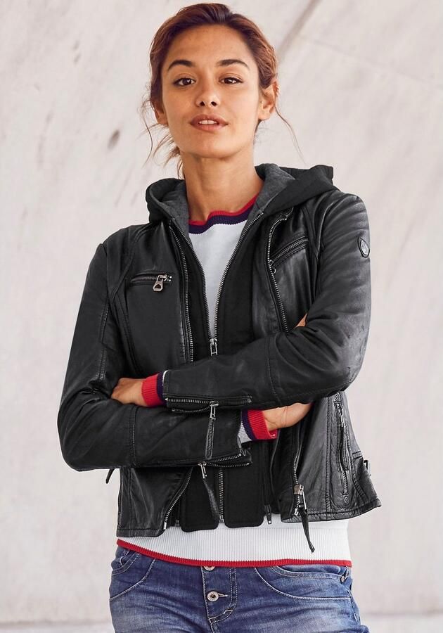 Mauritius Leren jack NOLA Two-in-one stijl met een afneembare jerseycapuchon - Foto 4