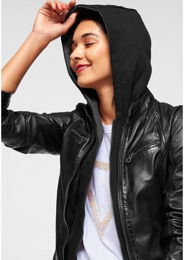 Mauritius Leren jack NOLA Two-in-one stijl met een afneembare jerseycapuchon - Foto 2