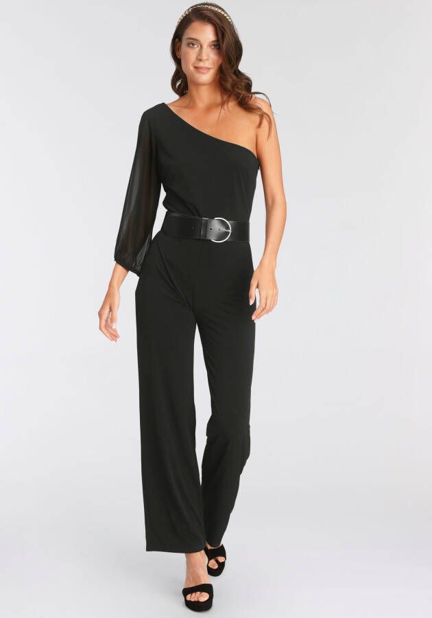 Melrose Jumpsuit One-shoulder met meshmouwen