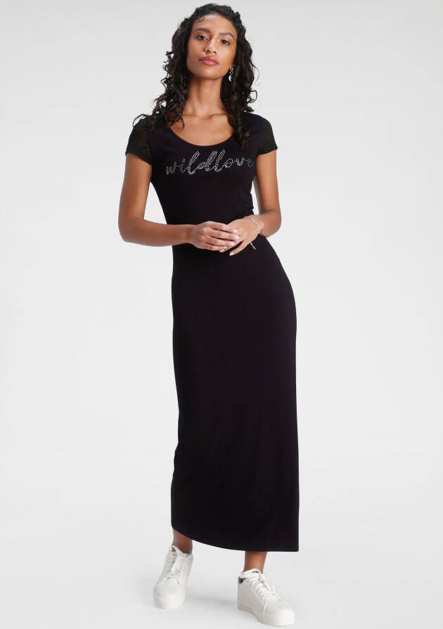 Melrose Maxi-jurk met kant en glitter-slogan