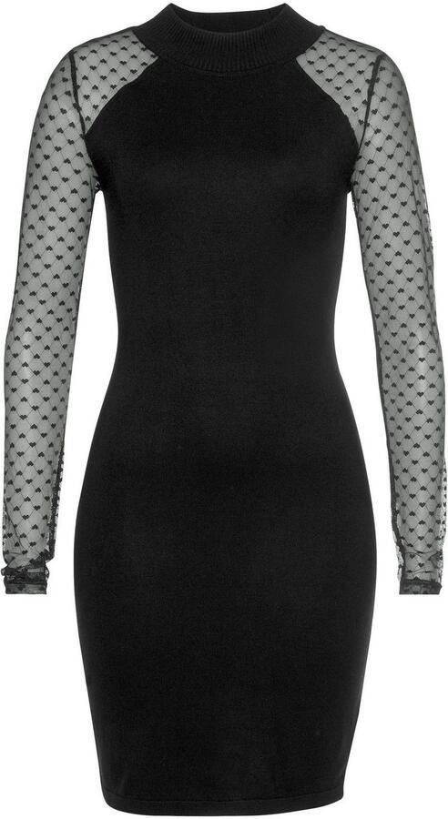 Melrose Gebreide jurk in mini-lengte van fijnbreisel met meshapplicatie - Foto 7