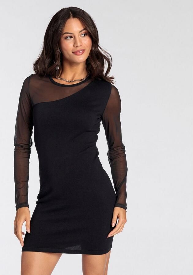 Melrose Gebreide jurk in vrouwelijke mini-lengte met mesh - Foto 3