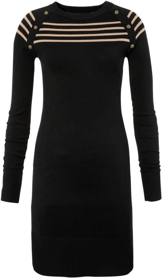 Melrose Gebreide jurk Mini-lengte met strepen en decoratieve knopen - Foto 7