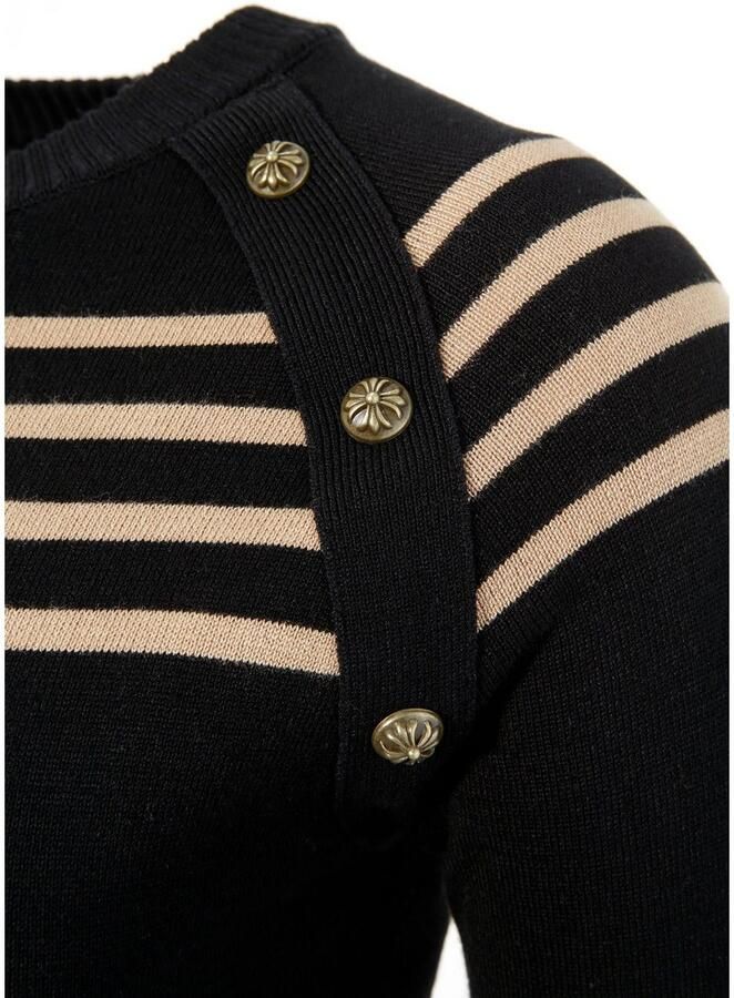 Melrose Gebreide jurk Mini-lengte met strepen en decoratieve knopen