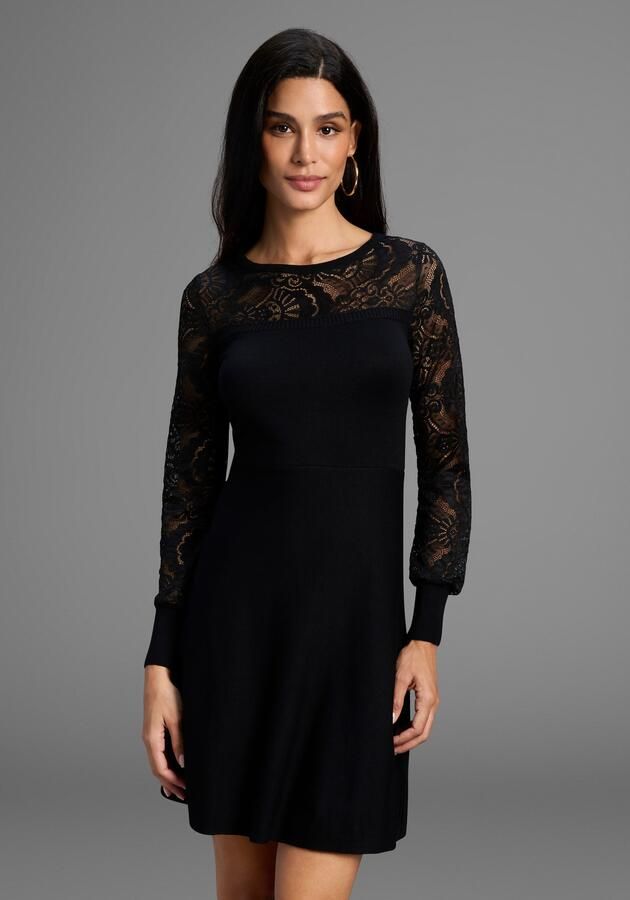 Melrose Gebreide jurk Mini-lengte voor bijzondere gelegenheden met kantinzetstuk - Foto 6