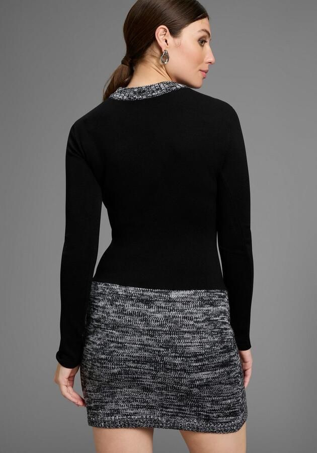 Melrose Gebreide jurk van grofbreisel met contrastdetails - Foto 3