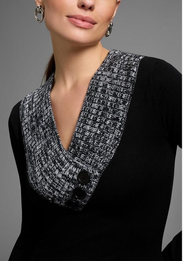 Melrose Gebreide jurk van grofbreisel met contrastdetails - Foto 2