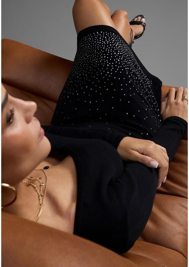 Melrose Gebreide jurk voor elegante gelegenheden mini-lengte met glitterdetails