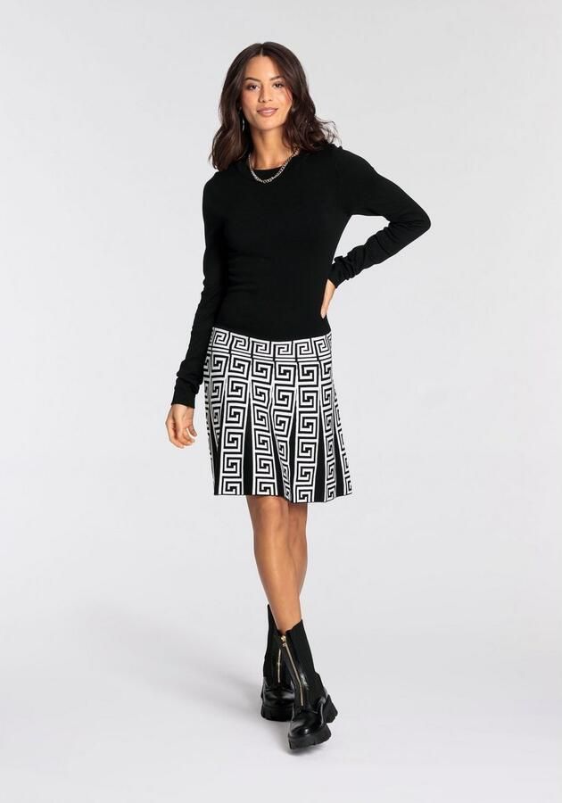 Melrose Gebreide jurk voor feestjes figuuraccentuerend met trendy jacquard patroon - Foto 3