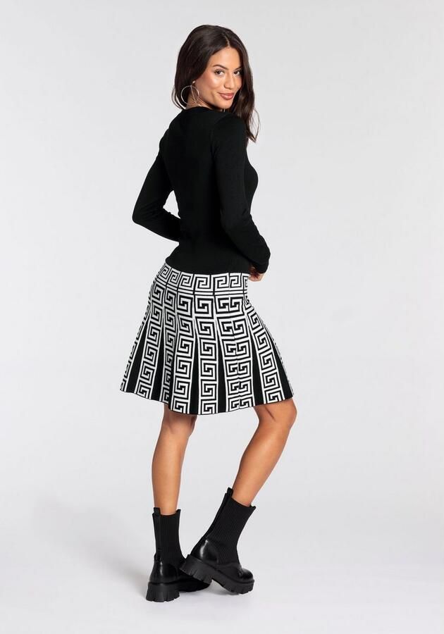 Melrose Gebreide jurk voor feestjes figuuraccentuerend met trendy jacquard patroon - Foto 4