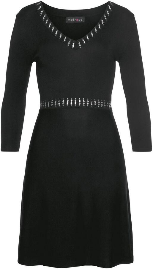 Melrose Gebreide jurk vrouwelijke mini jurk met uitlopende rok en v-hals - Foto 5