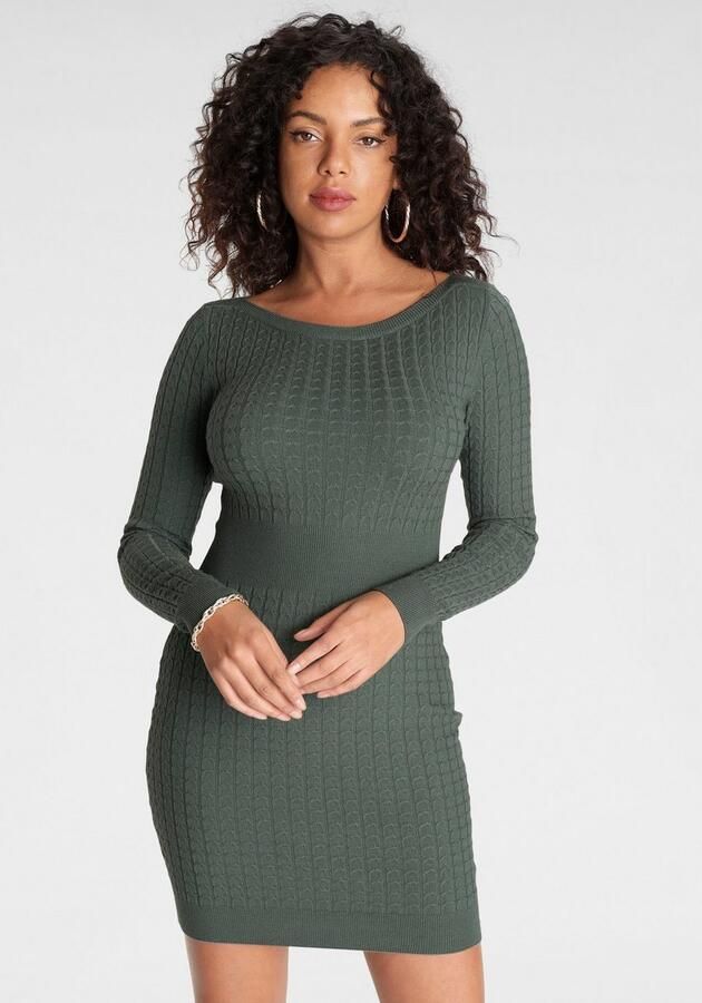 Melrose Gebreide jurk vrouwelijke pasvorm van viscosemix met kabelpatroon - Foto 4
