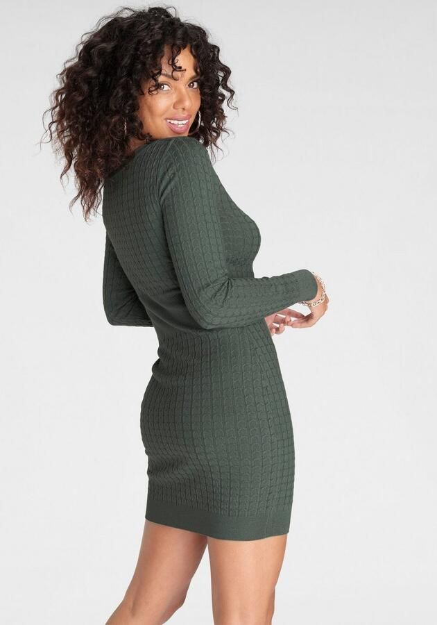 Melrose Gebreide jurk vrouwelijke pasvorm van viscosemix met kabelpatroon - Foto 5