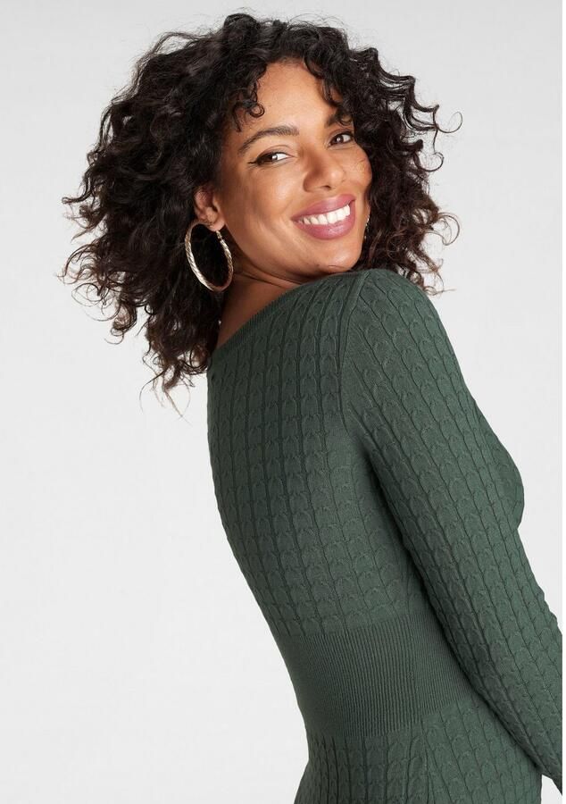 Melrose Gebreide jurk vrouwelijke pasvorm van viscosemix met kabelpatroon - Foto 2