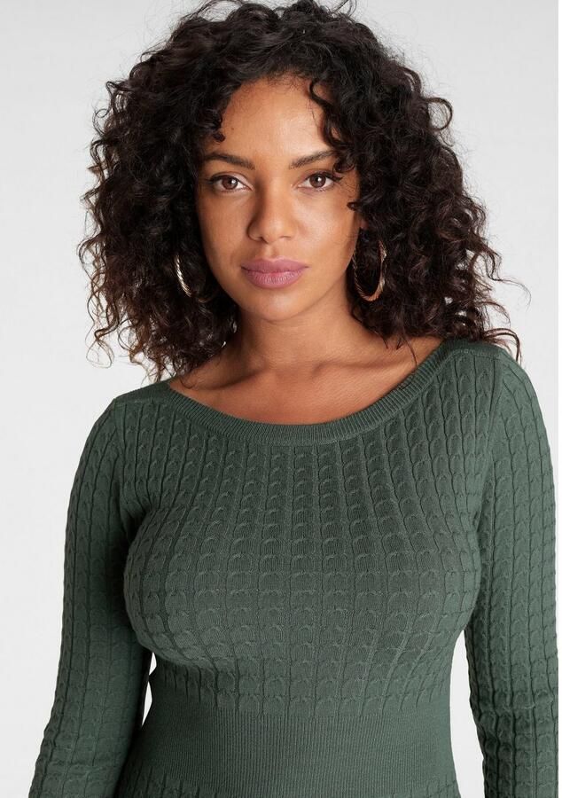 Melrose Gebreide jurk vrouwelijke pasvorm van viscosemix met kabelpatroon - Foto 3