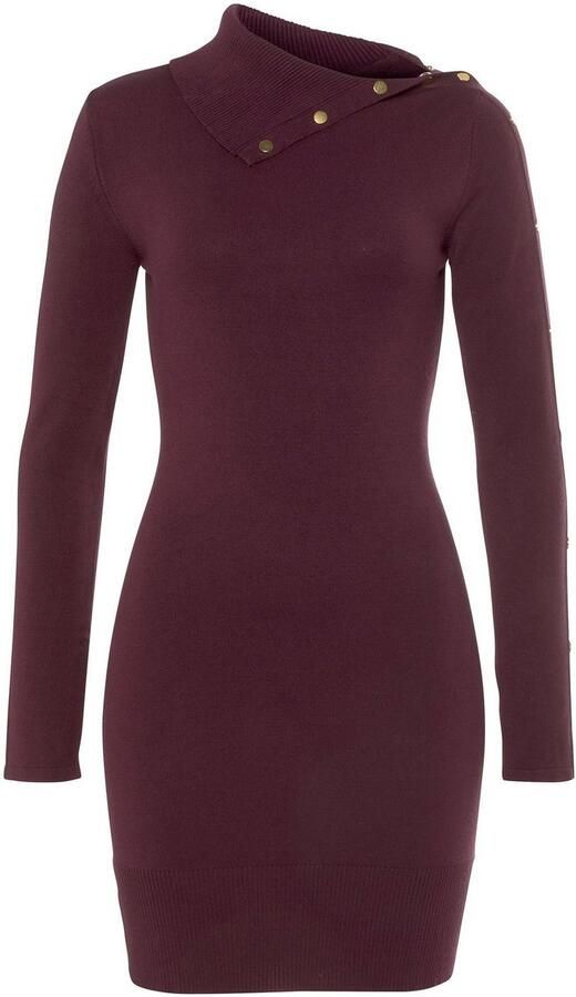 Melrose Gebreide jurk vrouwelijke snit met decoratieve klinknagels van viscosemix - Foto 6