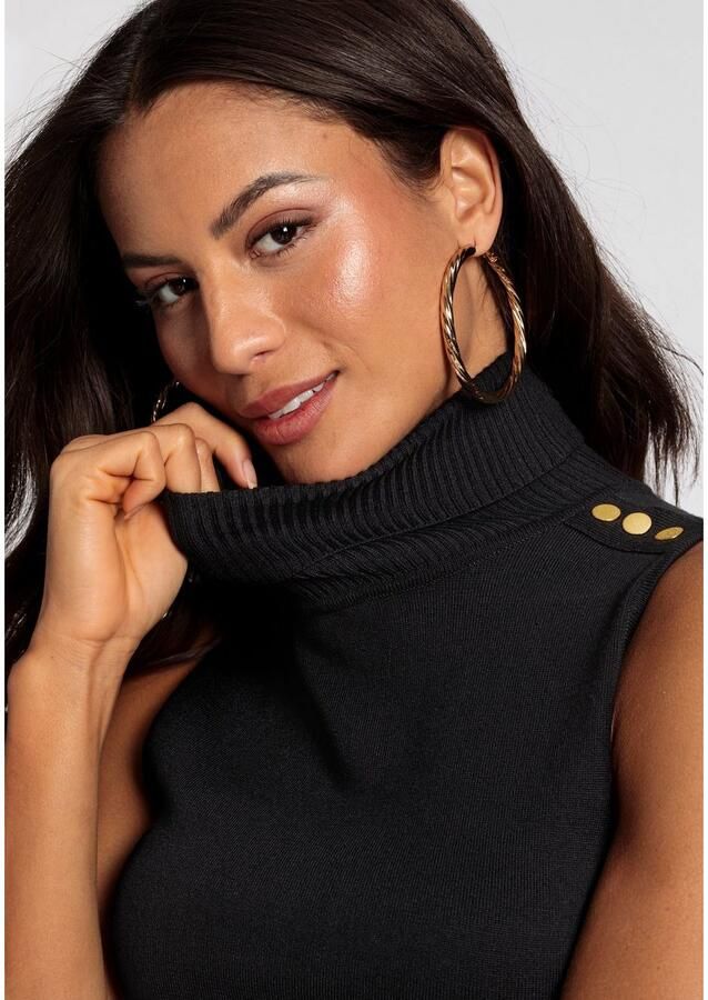 Melrose Gebreide top met col en sierknopen