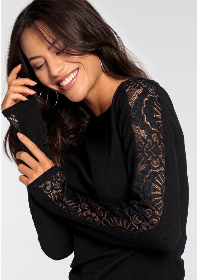 Melrose Gebreide trui met boothals en kanten mouwen - Foto 3