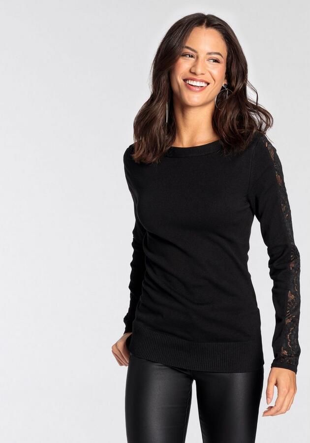 Melrose Gebreide trui met boothals en kanten mouwen - Foto 5