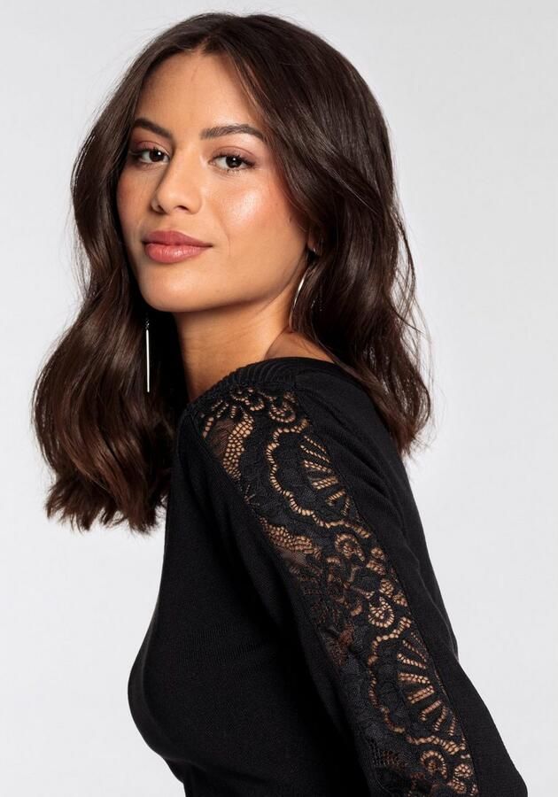 Melrose Gebreide trui met boothals en kanten mouwen - Foto 6